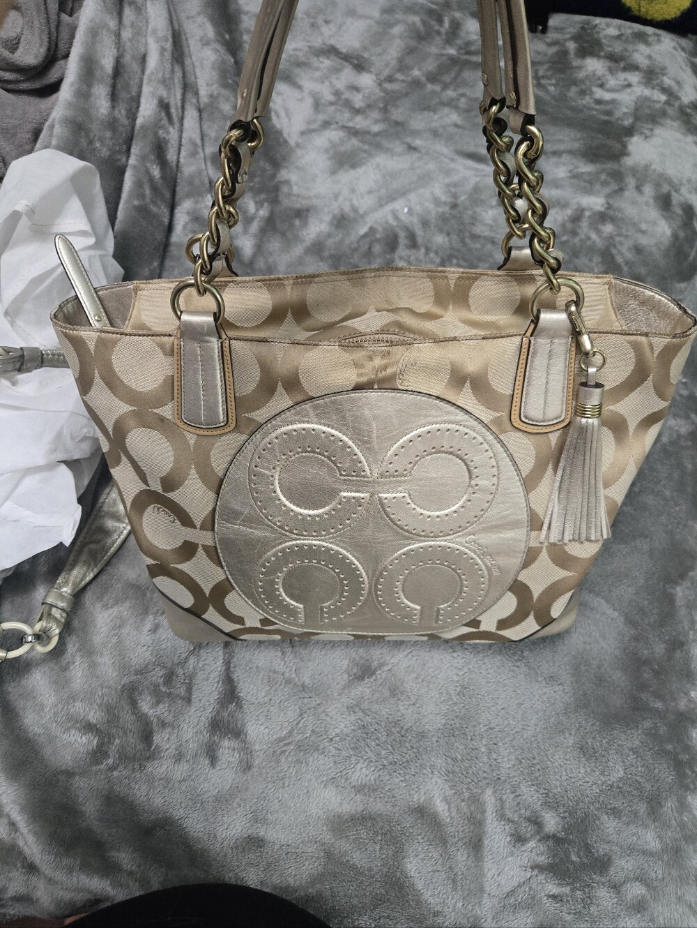 Coach Colette Signature Op Art Sateen Large Tote Bag (Style 16487